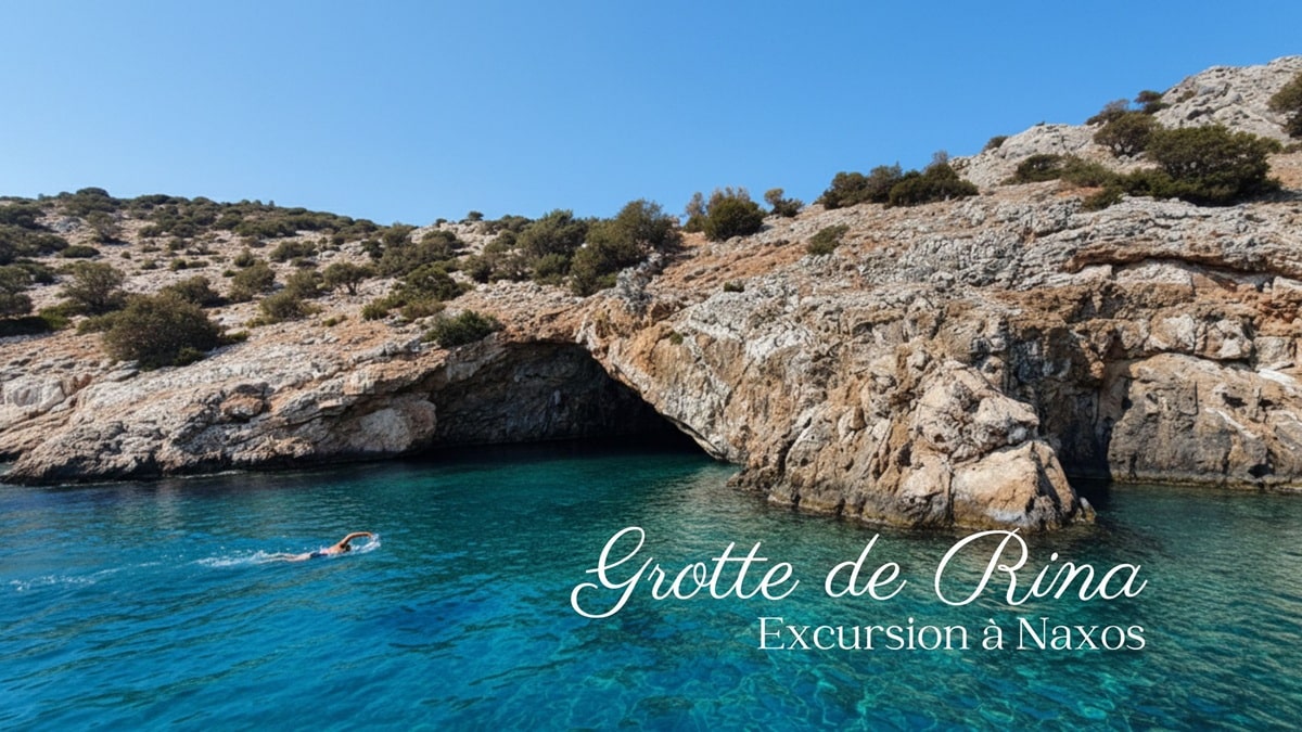 Grotte de Rina à Naxos, grotte marine aux eaux turquoise dans les Cyclades
