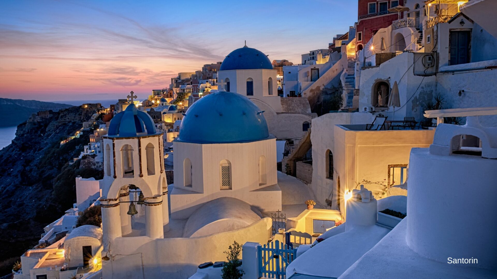 Circuit en bus à Santorin avec coucher de soleil à Oia